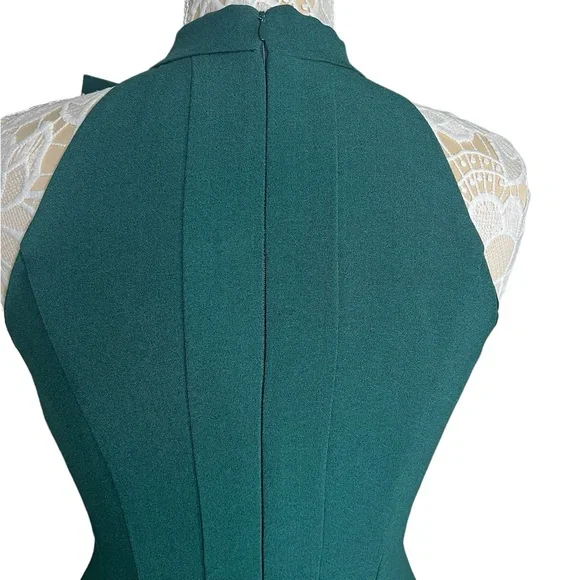 Vince Canuto Women’s Crepe Fit&Flare Bow Neck Minidress Green size 4 - Picture 5 of 7
